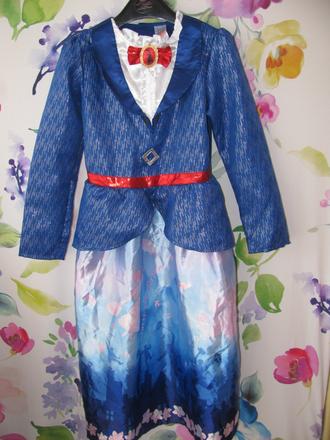Krásné karnevalové, modré šaty mary poppins, 