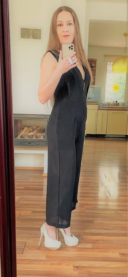 Kalhotový overal, průsvitné kalhoty, vel s, rubi, s