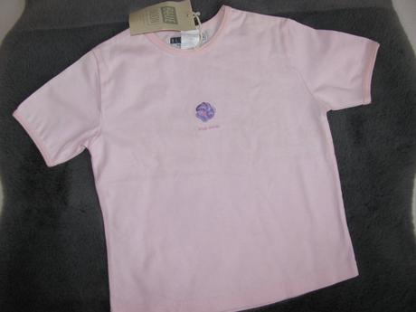 Růžové bavlněné tričko s kytičkou, 116