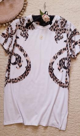 Siksilk pánské bílé tričko s leopardím vzorem, m