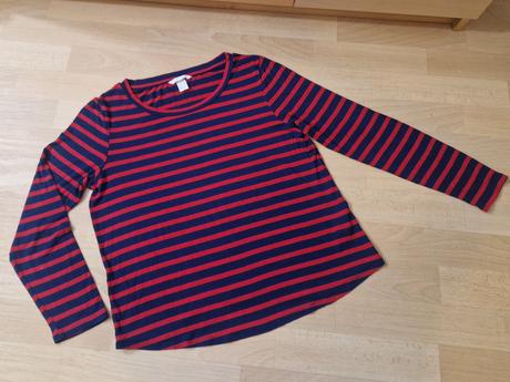 Tričko s dl.rukávem modročervené pruhy hm, h&m,s