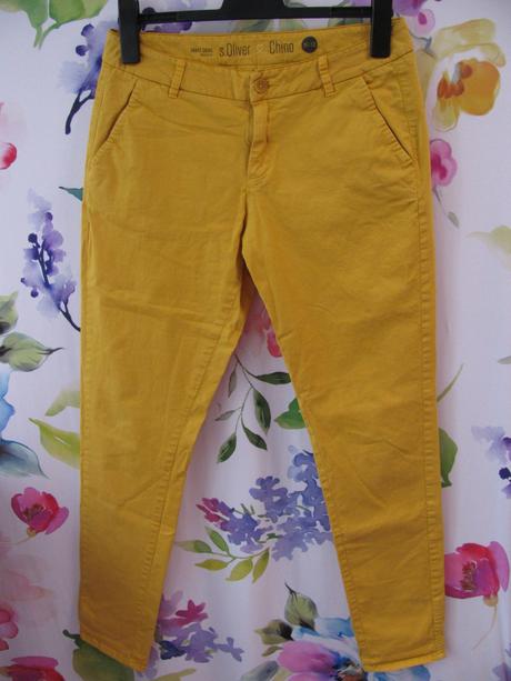 Dámské pružné úzké hořčicové kalhoty, s.oliver,36