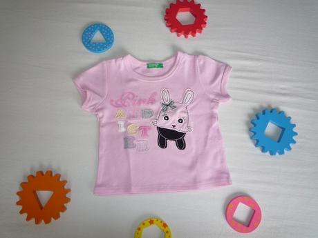 Růžové tričko s králíčkem benetton, benetton,74