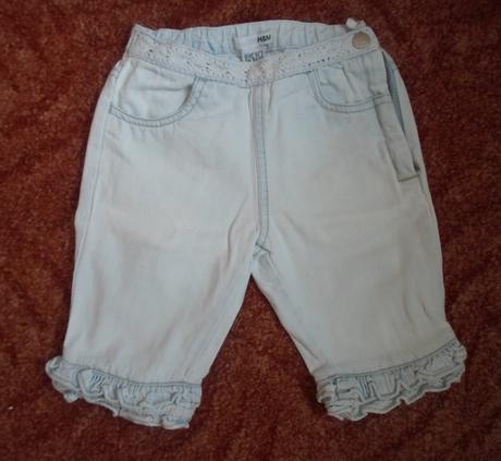 Bílé kalhoty rifle džíny kraťasy plátěné 3/4, h&m,98