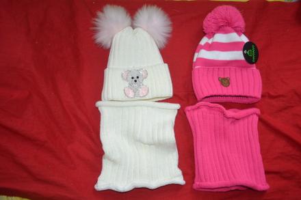 Moderní zimní set,dvojitá čepice a nákrčník,74-104, 74 - 104