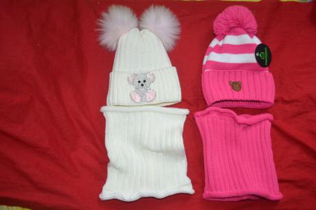 Moderní zimní set,dvojitá čepice a nákrčník,74-104, 74 - 104