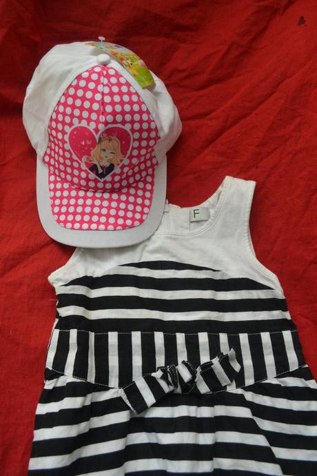 Šaty bavlna  na 3-4 roky + nová kšiltovka, f&f,104