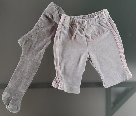 Šedé tepláčky + pučochy - vel.50, 50
