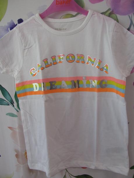 Bílé nové bavlněné tričko s neonovým nápisem, primark,128