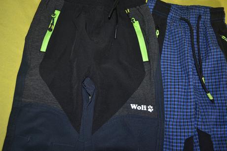 2x kalhoty softshellové wolf a bavlněné,v.98, wolf,98