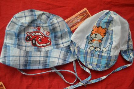 2x plátěné kloboučky/kšiltovky 68-74, 68 / 74