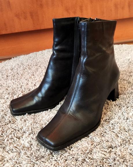 Černé kožené kotníčkové boty vel 37 kozačky, 37