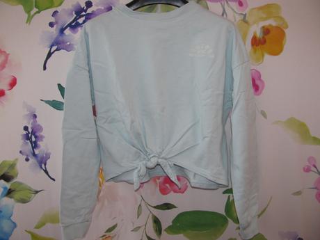 Bavlněná sv. modrá crop top mikina, h&m,146