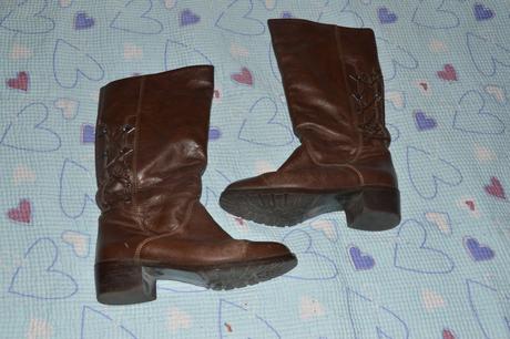 Hnědé kožené kozačky, vel. 35 - 36, 35
