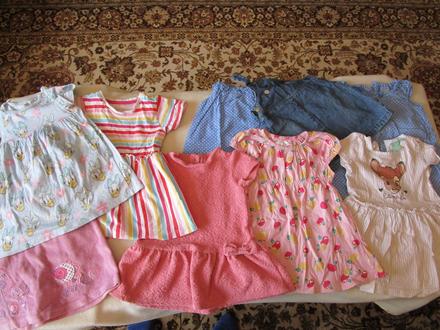 9x pěkné bavl. letní šaty, vel. 80 (9-12 měsíců), f&f,80
