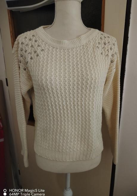 Krémový svetr s hvězdičkama vel.m-l, atmosphere,l