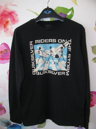 Bavlněné tmavě modré tričko -kostry na surfech, quiksilver,164