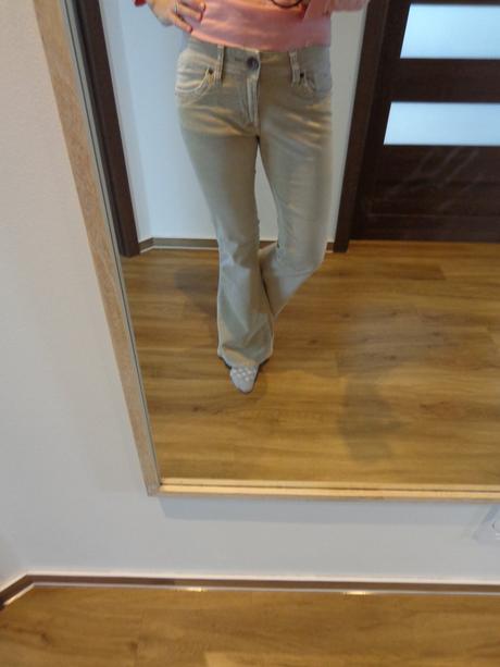 Béžové/krémové manžestrové zvonové kalhoty, m