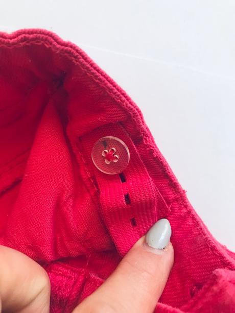 Ob/ sukně džinová červená - v. 5/6 let, dopodopo,116