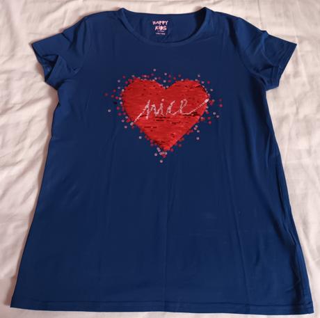 Dívčí triko krátký rukáv měnící flitry tchibo, tchibo,158