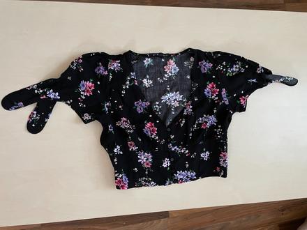 Květinový cro top, průstřih rukáv, vel s, sinsay, sinsay,s