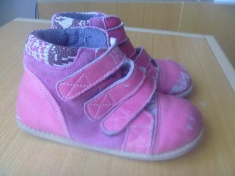 Růžové koženkové barefoot kotníčkové boty vel. 27, 27