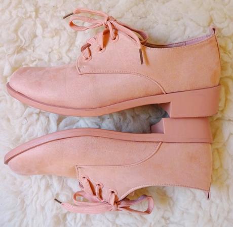 Růžové polobotky na zavazování, 40