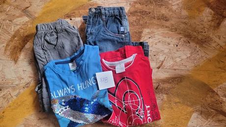 Džíny, kalhoty a 2x tričko, 122–134