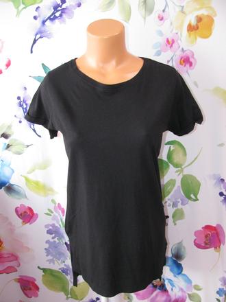 Černé bavlněné elastické prodloužené tričko, basics,38