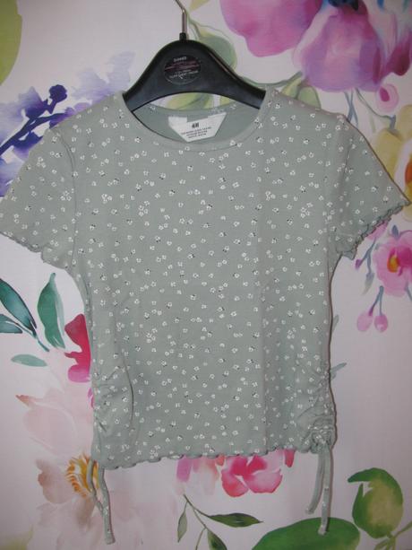 Dívčí kratší řádkované pružné tričko h&m, h&m,140