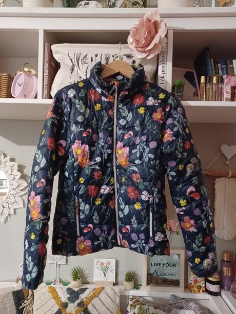 Prošívaná bunda s kytičkami h&m 164 / xs, h&m,164