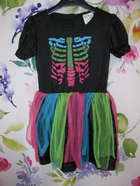 Karnevalový kostým-barevné šaty kostlivka,