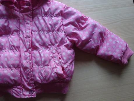 Zimní růžová bunda s puntíky, vel. 92, funky diva,92