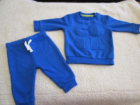 Oteplená modrá bavl. souprava, v. 62, zn. f&f, f&f,62