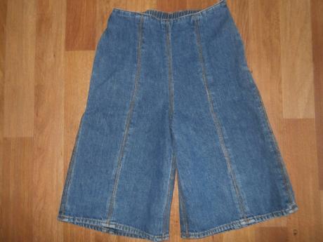 Riflová kalhotová sukně,širší kraťasy,3/4 kalhoty, 104