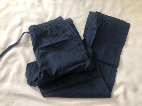 Modré plátěné pyžamové kalhoty, 