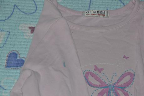 122 128 bavlněné růžové triko s motýlem dl. rukáv, george,128