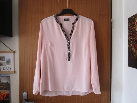 Pěkná oranžovo-růžová lehoučká halenka, vel. 44, 44