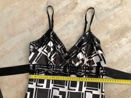 Černobílé byznys šaty vel.s 36 krajka mašle kostka, s