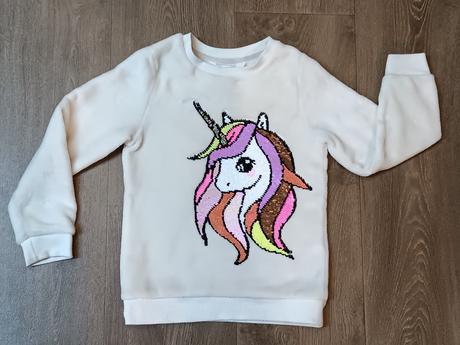 Dívčí mikina s flitry, jednorožec,h&m, vel.104/110, h&m,104
