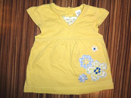 Kouzelné žluté bavlněné šaty - vyšité kytičky, baby club,74