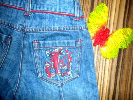 Bomba delší vyšívané riflové kraťasy, 104