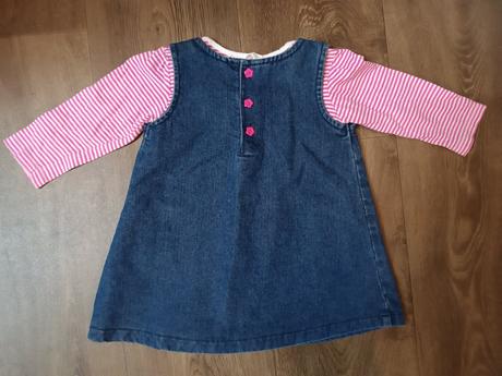 Džínové/riflové šaty, vel. 74 + tričko, 74