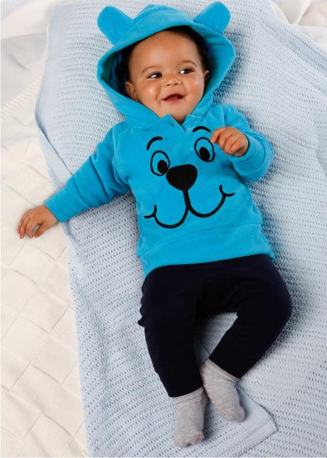 Tyrkysová medvídková mikina fleecová vel. 104/110, bonprix,104 / 110