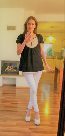 Krajka černobílý top, vel l-xl, next, next,l