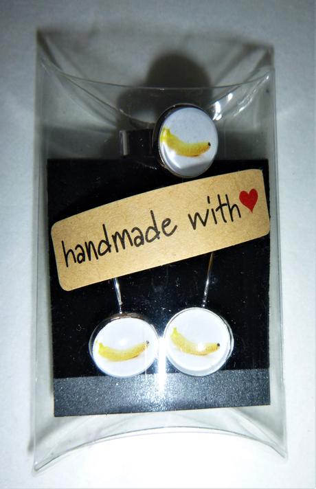 Sada-náušnice+prstýnek - banánová, 