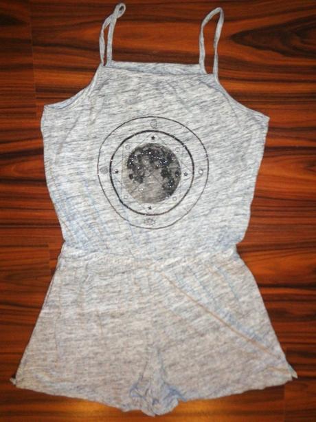 Suprový šedý melírovaný bavlněný letní overal, h&m,146