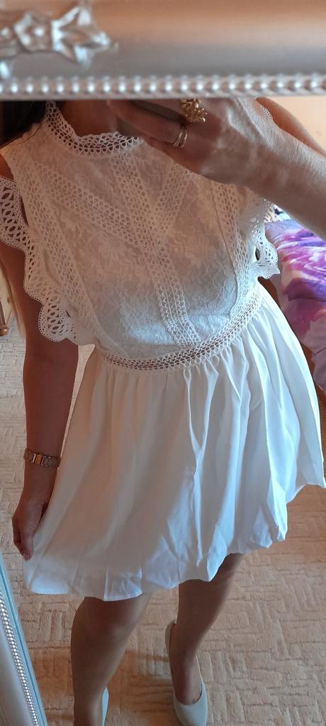 Dámské bílé krajkové letní šaty, l