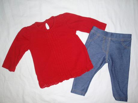 Luxusní komplet červené tuničky a legín alá rifle, george,62