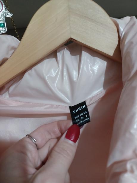 Růžová krátká lesklá bunda shein s / 158/164, s